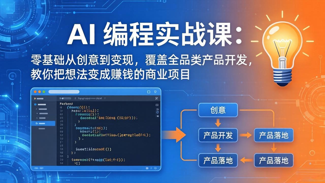 （18631期）AI编程实战课-第三期-5月更新：零基础从创意到变现，覆盖全品类产品开发，把想法变成赚钱项目-宇文网创