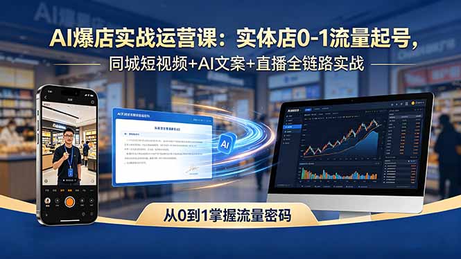 （18451期）AI爆店实战运营课：实体店0-1流量起号，同城短视频+AI文案+直播全链路实战-宇文网创