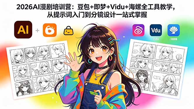 (18607期)2026AI漫剧培训营:豆包+即梦+Vidu+海螺全工具教学,从提示词入门到分镜设计一站式掌握-宇文网创