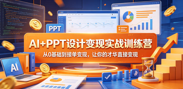 AI+PPT设计变现实战训练营，从0基础到接单变现，让你的才华直接变现-宇文网创