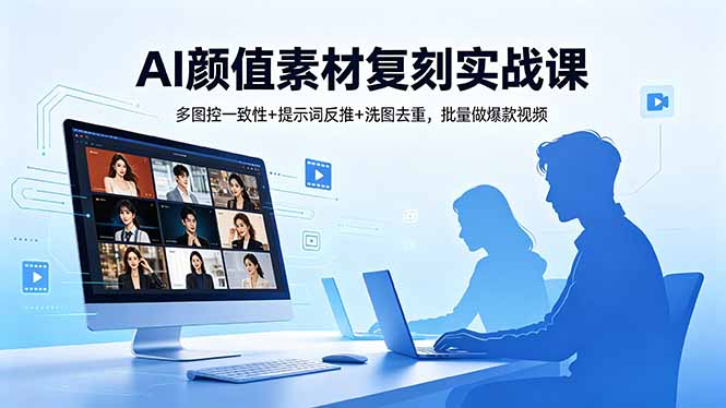 （18450期）AI颜值素材复刻实战课，多图控一致性+提示词反推+洗图去重，批量做爆款视频-宇文网创