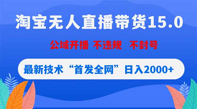（18562期）淘宝无人直播带货15.0，不封号，不违规，公域玩法，首发全网日入2000+-宇文网创