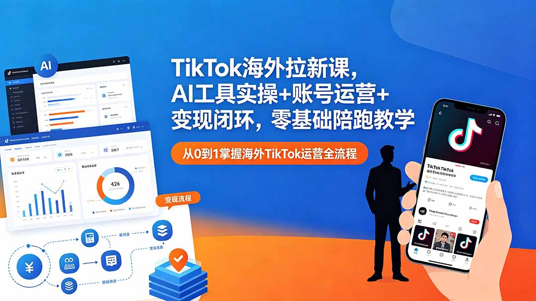 (18522期)TikTok海外拉新课,AI工具实操+账号运营+变现闭环,零基础陪跑教学-宇文网创