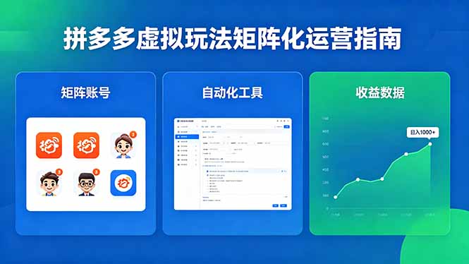 （18361期）闭眼可复制的拼多多虚拟玩法，矩阵化运营，长期稳定日入 1000+-宇文网创