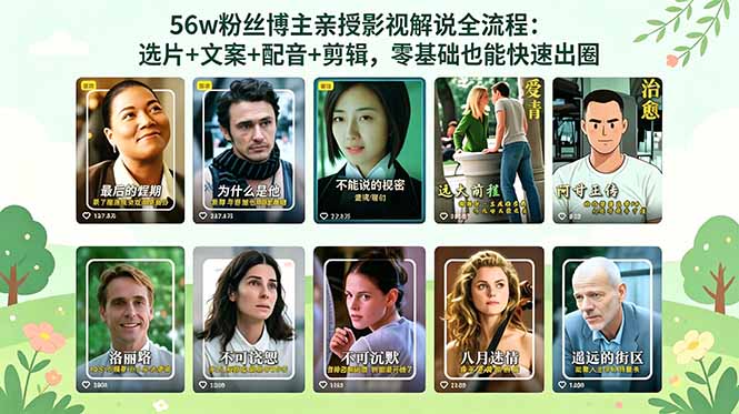 (18579期)56万粉丝博主亲授影视解说全流程:选片+文案+配音+剪辑,零基础也能快速出圈-宇文网创