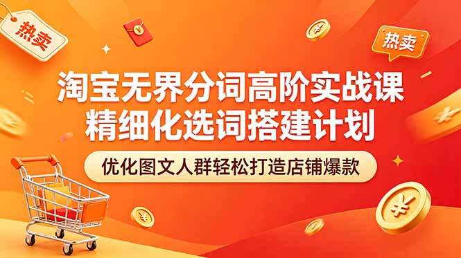（18564期）淘宝无界分词高阶实战课 精细化选词搭建计划 优化图文人群轻松打造店铺爆款-宇文网创