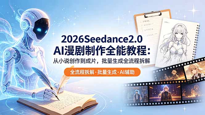 （18537期）2026Seedance2.0 AI制作全能教程：从小说创作到成片，批量生成全流程拆解-宇文网创