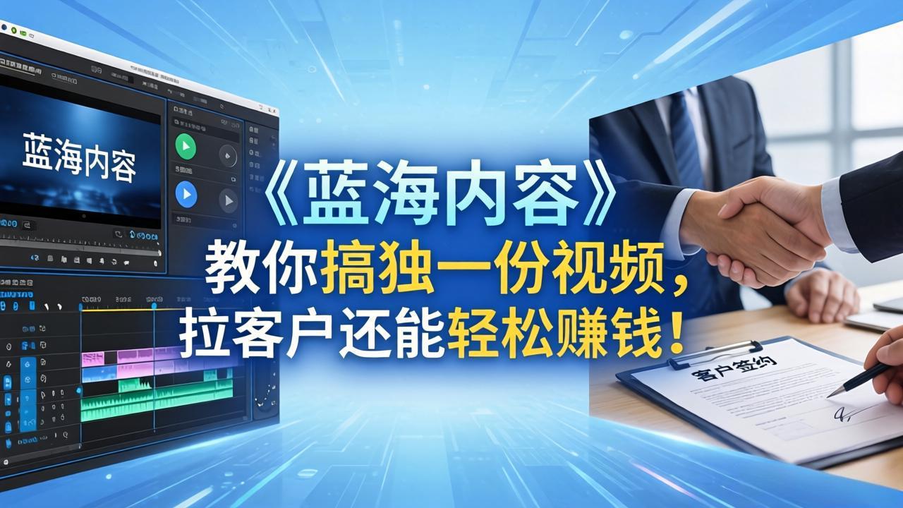 （18301期）做视频卷不动了？《蓝海内容》教你搞独一份视频，拉客户还能轻松赚钱！-宇文网创