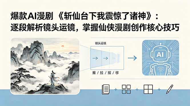 （18620期）爆款AI漫剧《斩仙台下我震惊了诸神》：逐段解析镜头运镜，掌握仙侠漫剧创作核心技巧-宇文网创