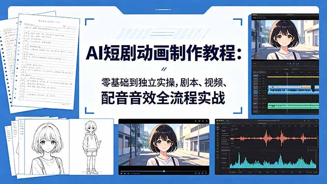 （18351期）AI短剧动画制作教程：零基础到独立实操，剧本、视频、配音音效全流程实战-宇文网创