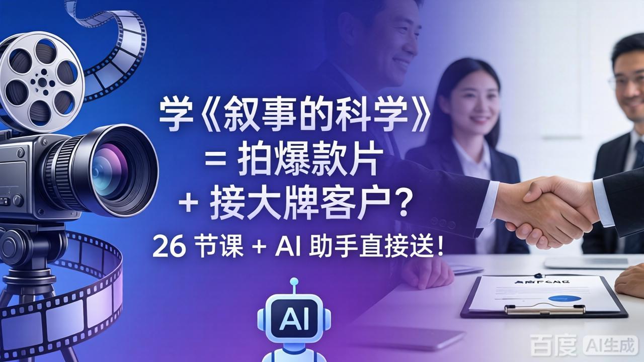 （18302期）学《叙事的科学》= 拍爆款片 + 接大牌客户？26 节课 + AI 助手直接送！-宇文网创