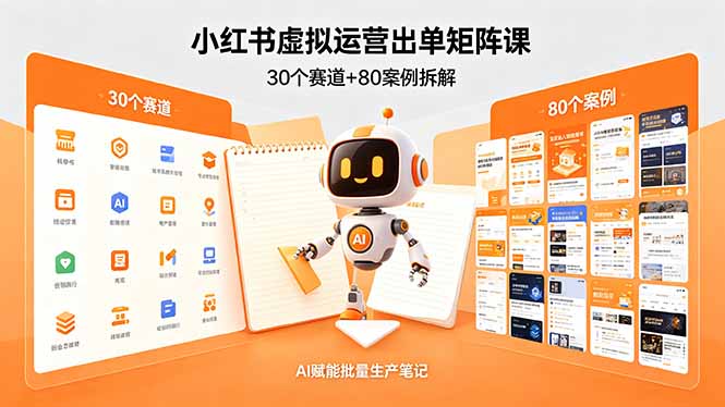 （18342期）小红书虚拟运营出单矩阵课：30个赛道+80案例拆解，AI赋能批量生产笔记-宇文网创