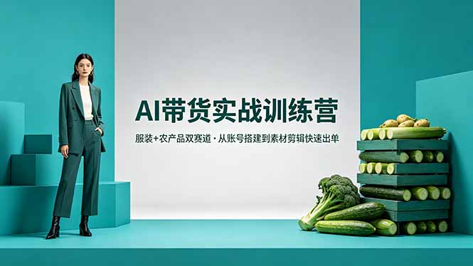 （18355期）AI带货实战训练营，服装+农产品双赛道，从账号搭建到素材剪辑快速出单-宇文网创