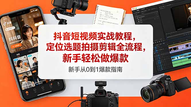 （18524期）抖音短视频实战教程，定位选题拍摄剪辑全流程，新手轻松做爆款-宇文网创
