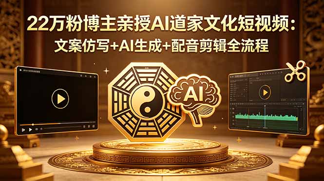 （18580期）22万粉博主亲授AI道家文化短视频：文案仿写+AI生成+配音剪辑全流程-宇文网创