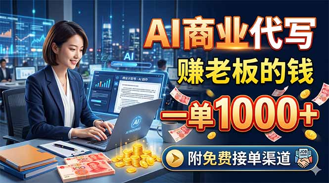（18444期）AI商业代写，赚老板的钱，一单1000+，附免费接单渠道-宇文网创