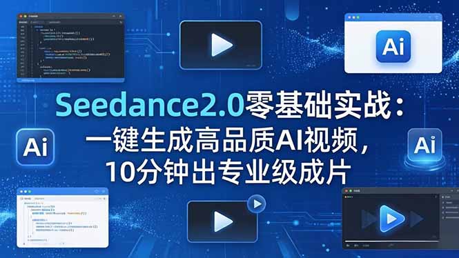 （18323期）Seedance2.0零基础实战：一键生成高品质AI视频，10分钟出专业级成片-宇文网创