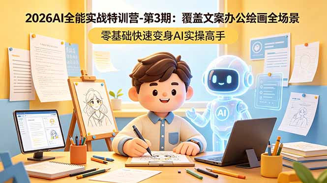 （18572期）2026AI全能实战特训营-第3期：覆盖文案办公绘画全场景 零基础快速变身AI实操高手-宇文网创