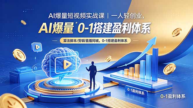 （18652期）AI爆量短视频实战课｜一人轻创业，算法脚本剪辑直播同城，0-1搭建盈利体系-宇文网创