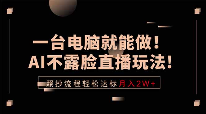（18472期）一台电脑就能做！AI不露脸直播玩法，照抄流程轻松达标月入2W+-宇文网创
