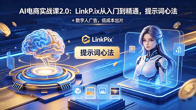 （18655期）AI 电商实战课2.0｜LinkPix 从入门到精通，提示词心法 + 数字人广告，低成本出片-宇文网创