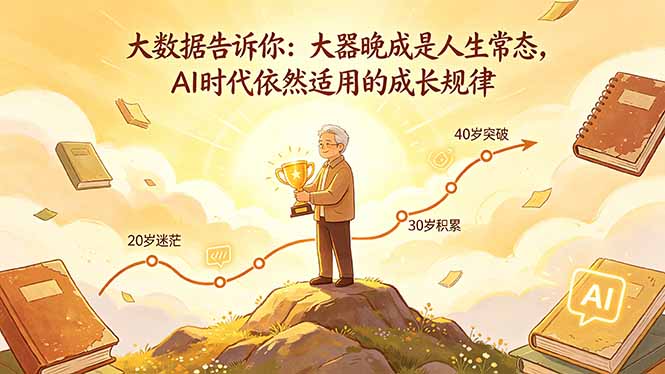 （18288期）付费文章：大数据告诉你：大器晚成是人生常态，AI 时代依然适用的成长规律-宇文网创