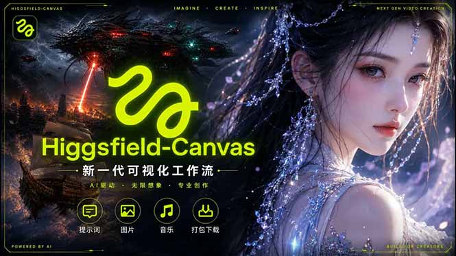 (18502期)Higgsfield Canvas AI视频制作详解,节点式工作流搭建,重构新式视频创作完整教程-宇文网创