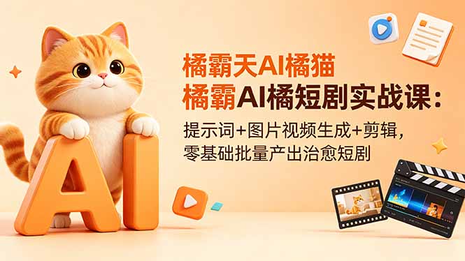 (18542期)橘霸天AI橘猫短剧实战课:提示词+图片视频生成+剪辑,零基础批量产出治愈短剧-宇文网创
