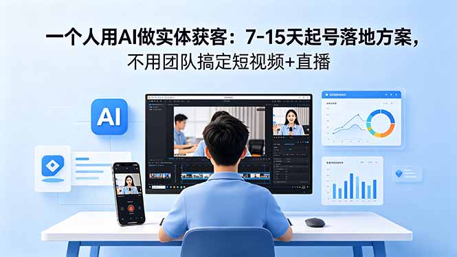 （18432期）一个人用AI做实体获客：7-15天起号落地方案，不用团队搞定短视频+直播-宇文网创