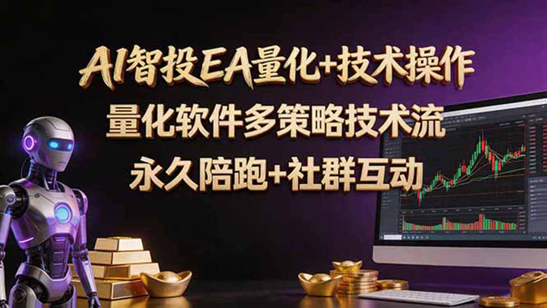 （18426期）AI智投EA量化操作技术训练营，软件自动操作，简单学习轻松上入手日入30-100U-宇文网创