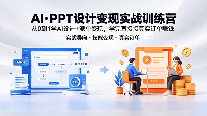 （18458期）AI·PPT设计变现实战训练营，从0到1学AI设计+派单变现，学完直接接真实订单赚钱-宇文网创