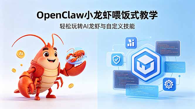 （18314期）不用懂技术！OpenClaw小龙虾喂饭式教学，轻松玩转AI龙虾与自定义技能-宇文网创