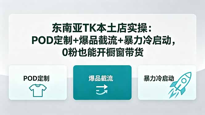 （18488期）东南亚TK本土店实操-5月更新：POD定制+爆品截流+暴力冷启动，0粉也能开橱窗带货-宇文网创