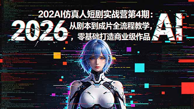 （18656期）2026AI仿真人短剧实战营第4期：从剧本到成片全流程教学，零基础打造商业级作品-宇文网创