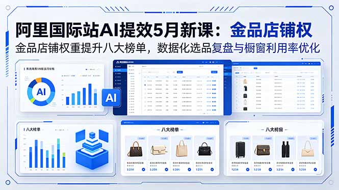 （18556期）阿里国际站AI提效5月新课：金品店铺权重提升八大榜单，数据化选品复盘与橱窗利用率优化-宇文网创