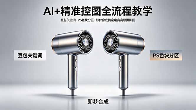 （18331期）AI+精准控图全流程教学 豆包关键词+PS色块分区+即梦合成搞定电商高级摄影图-宇文网创