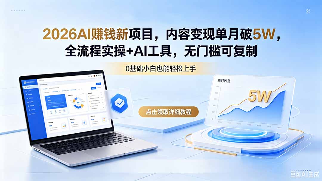 （18476期）2026AI赚钱新项目，内容变现单月破5W，全流程实操+AI工具，无门槛可复制-宇文网创