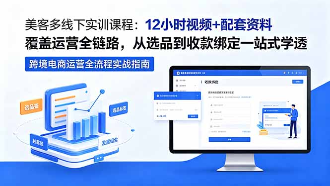 (18531期)美客多线下实训课程:12小时视频+配套资料覆盖运营全链路,从选品到收款绑定一站式学透-宇文网创