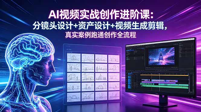 (18596期)AI视频实战创作进阶课:分镜头设计+资产设计+视频生成剪辑,真实案例跑通创作全流程-宇文网创