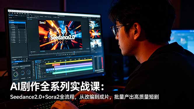 (18647期)AI剧作全系列实战课:Seedance2.0+Sora2全流程,从改编到成片,批量产出高质量短剧-宇文网创