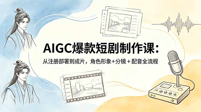 （18676期）AIGC爆款短剧制作课：从注册部署到成片，角色形象+分镜+配音全流程-宇文网创
