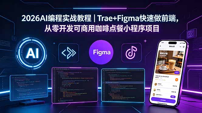 （18627期）2026AI编程实战教程｜Trae+Figma快速做前端，从零开发可商用咖啡点餐小程序项目-宇文网创