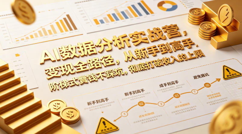 AI数据分析实战营，变现全路径，从新手到高手，阶梯式賺钱不踩坑，彻底打破收入的上限-宇文网创