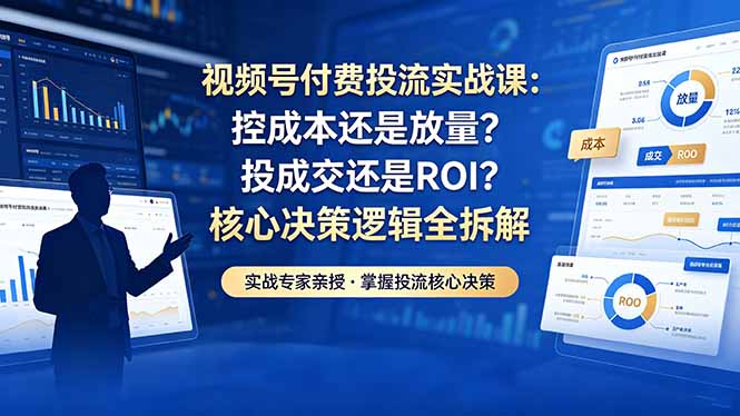 (18462期)视频号付费投流实战课-5月:控成本还是放量?投成交还是ROI?核心决策逻辑全拆解-宇文网创