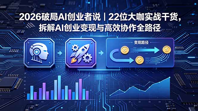 (18628期)2026 破局 AI 创业者说|22 位大咖实战干货,拆解 AI 创业变现与高效协作全路径-宇文网创