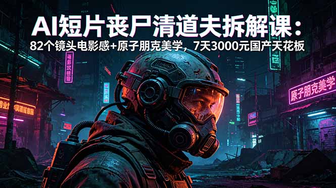 (18649期)AI短片《丧尸清道夫》拆解课:82个镜头电影感+原子朋克美学,7天3000元国产天花板-宇文网创