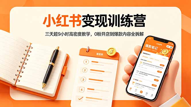 （18337期）小红书变现训练营：三天超9小时高密度教学，0粉开店到爆款内容全拆解-宇文网创