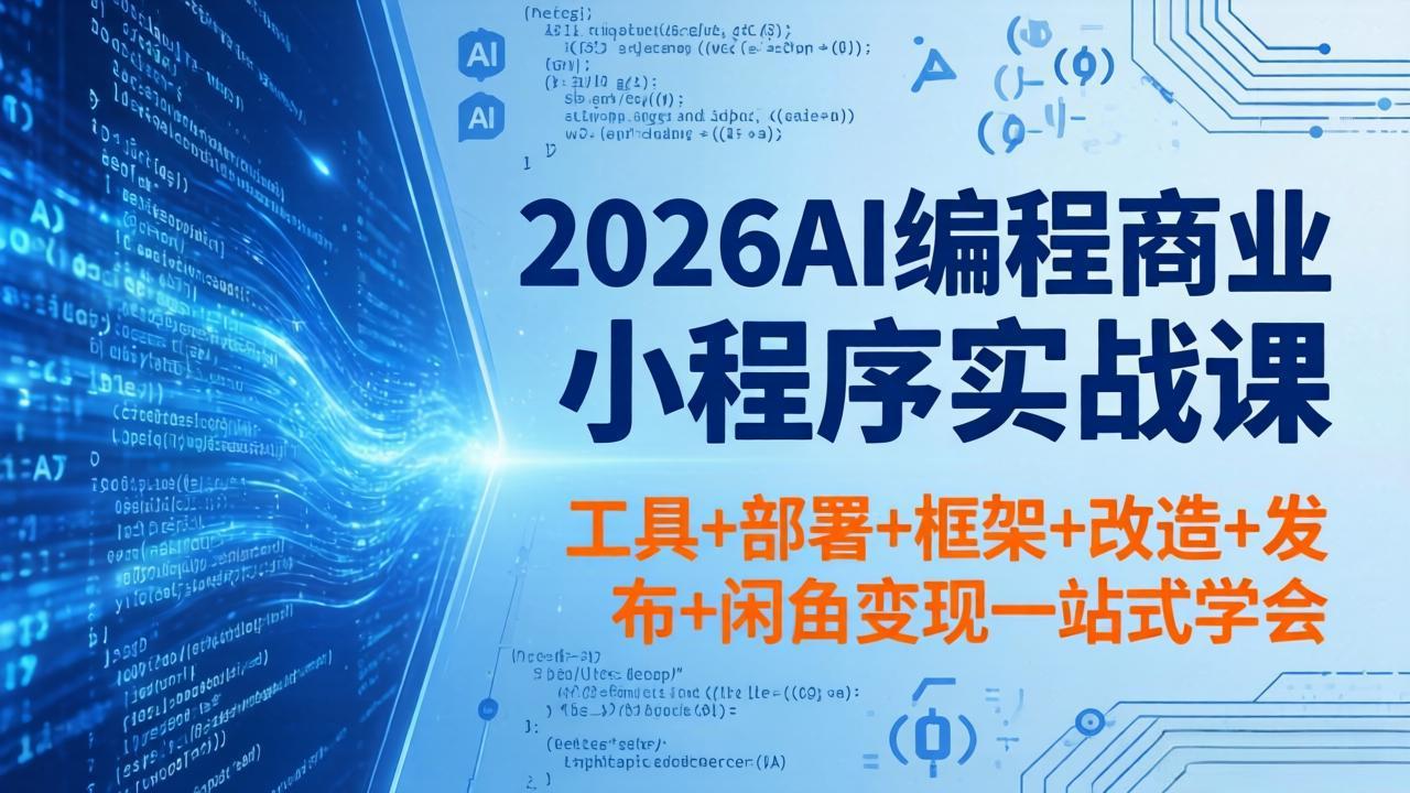 （18293期）2026AI编程商业小程序实战课，工具+部署+框架+改造+发布+闲鱼变现一站式学会-宇文网创