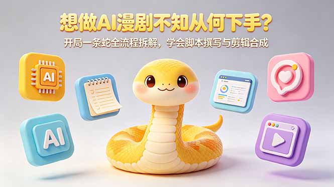 (18550期)想做AI漫剧不知从何下手?开局一条蛇全流程拆解,学会脚本撰写与剪辑合成-宇文网创