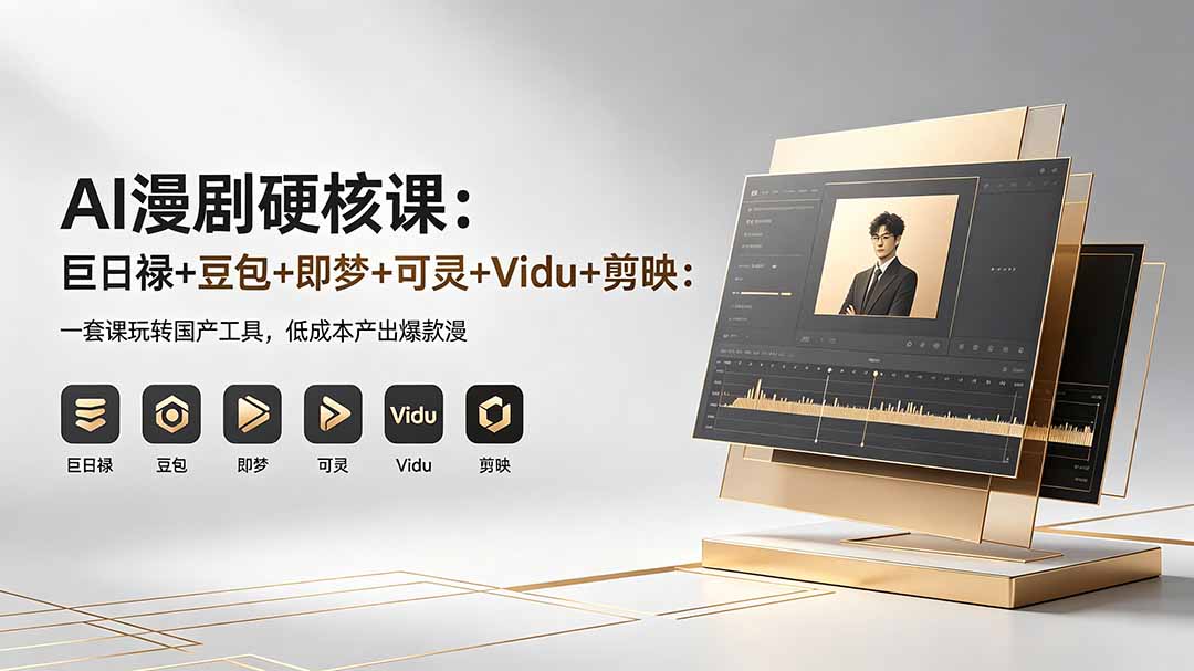 （18280期）AI漫剧硬核课：巨日禄+豆包+即梦+可灵+Vidu+剪映：一套课玩转国产工具，低成本产出爆款漫剧-宇文网创
